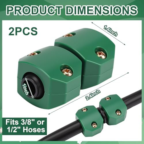 Pangda 2 Pack Garden Hose Mender Repair, Fits 3/8" or 1/2" Garden Hoses, Rust-free Poly Hose Connector with Clamp(Green, Black, Coupling)