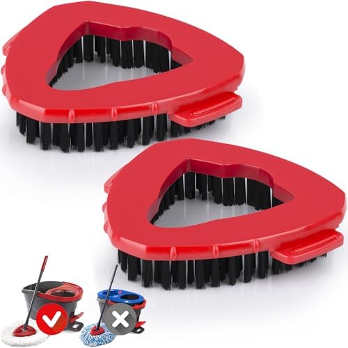 Spin Mop Scrub Brush Head Replacement for O-Cedar EasyWring 1-Tank, 2-Pack | Scrubber mop head with hard PP bristles and 180-degree swivel tackles soap scum; not compatible with RinseClean 2-Tank.