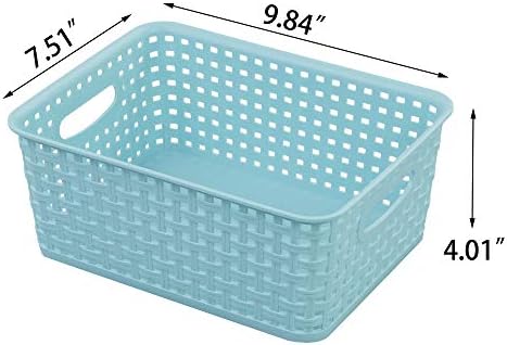 6-Pack Plastic Weave Rattan Basket Bin for Storage, Small Baskets