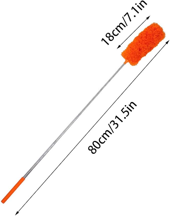 Dusters for Cleaning Extendable, Dusters for Cleaning with 31.5inch Extension Pole and Bendable Head for Home Furniture, Celling Fan, Blinds, Vent, Shelves, Cars, Orange