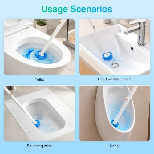 Disposable Toilet Brush Refills 35 Pack, Pre-Inserted Cleaning Heads with Toilet Bowl Brush, Deep Cleaning Scrubbers for Bowl Rim and Corners, Effective Stain Removal