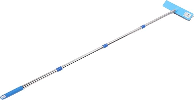 Jiawu Deck Brush, 30cm Heavy Duty Telescopic Handle Wire Brush, Floor Scrubber with Stainless Steel Head for Deck Concrete Garden Garage Patio (160cm)