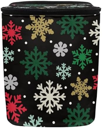 Colored Snowflake Pattern Car Trash Can Leakproof Garbage Bag with Lid and Zipper 1.2Gal Trash Bin Hanging for Back Seat Christmas Car Accessories Universal Fit
