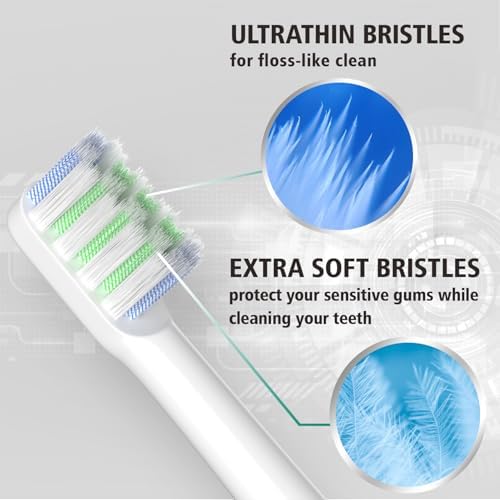Replacement Heads Fit Colgate Hum Electric Toothbrush,White 8Pcs | Also for 360 and Total,Soft,Ultrathin Bristles,Floss-like Clean,End-rounded DuPont Bristles,Individually Sealed and Packaged