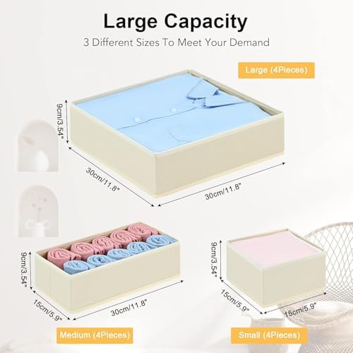 DIMJ Drawer Organizer Clothes, 24 Pack Dresser Organizer, Foldable Closet Organizers and Storage, Fabric Dresser Drawer Organizers, Drawer Dividers for Nursery, Baby Clothes, Underwears, Sock
