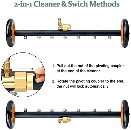Pressure Washer Undercarriage Cleaner, 24 Inch Water Broom 4000 PSI | Pressure Washer Surface Cleaner Attachment with 2 Extension Wands & 75° Angled Wand for Under Car Washing