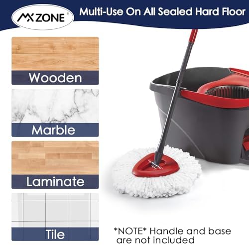 Spin Mop Replacement Heads for O-Cedar EasyWring 1-Tank, Microfiber 5-Pack | Scratch-safe refill traps hair & stains. Wet/dry cleans hardwood, tile & kitchen floors. Washable, reusable, easy to replace.