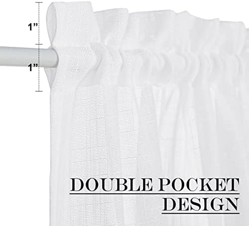 NICETOWN White Sidelight French Door Panel with Tieback 72 inches Long | Linen Textured Look Translucent Privacy Side Light Sheer Front Door Curtain Including Tieback, 30 inches Wide