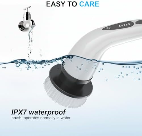 Electric Spin Scrubber, Cordless Shower Cleaner Brush with Adjustable Extension, 4 Replaceable Cleaning Heads, Power Shower Scrubber for Bathroom, Tub, Tile, Floor