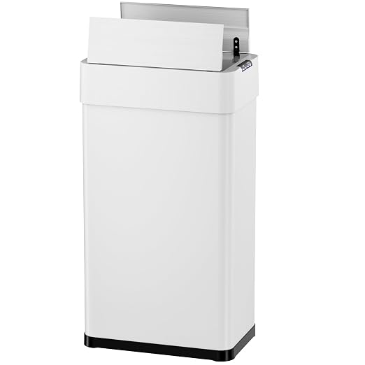 Automatic Trash Can,16 Gallon Touchless Motion Sensor Trash Bin | Smart Garbage Can with Soft-Close Lid, Bag Retainer Ring and Display Light,for Kitchen,Living Room Office (White, 60L)