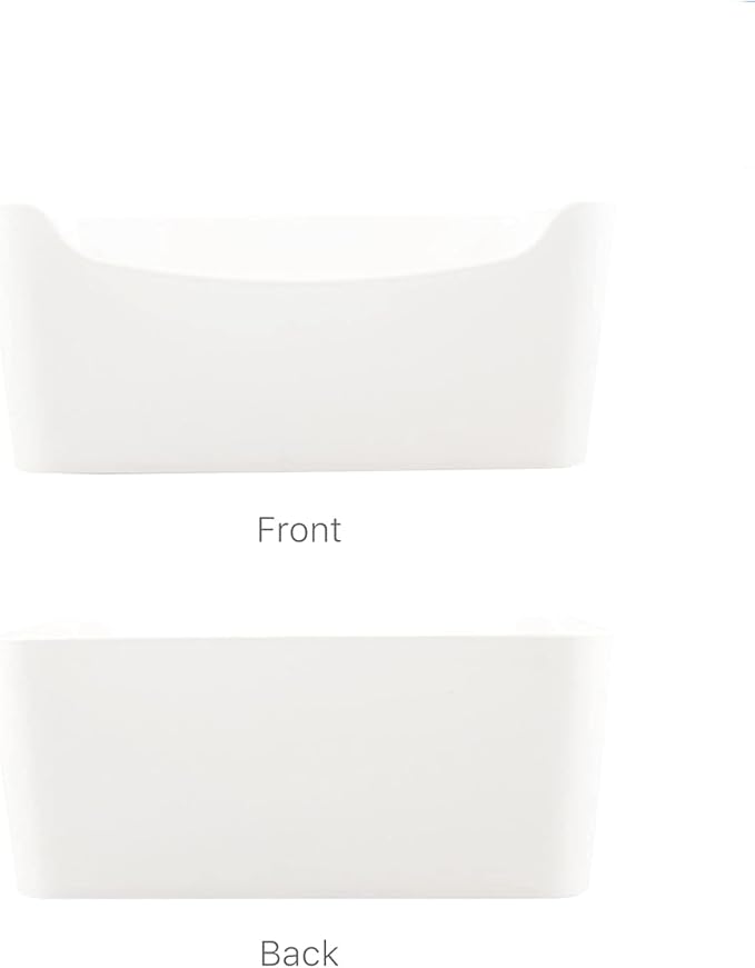3 Pack Large Plastic Storage Bins with Handles, Versatile 13.7x10.2x5.7 Inch White Organizer Containers for Kitchen, Pantry, Closet, Bathroom, Office, Cabinet, Drawer, Snack, Toy & Makeup Organization