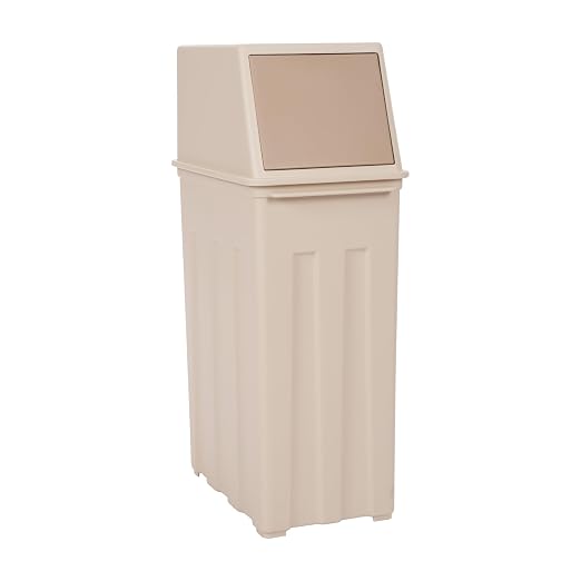 8-Gallon/30L Slim Trash Can with Lid, Modern Kitchen & Office Tall & Narrow Garbage Bin, Odor-Proof Large Capacity, Flap Cover for Home, Bathroom, Outdoor (Khaki)