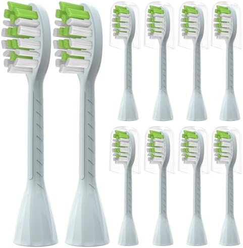10 Pack Toothbrush Replacement Heads for Philips One Sonicare, Light Blue | Medium bristles, Aldult Tooth Brush Heads Refill