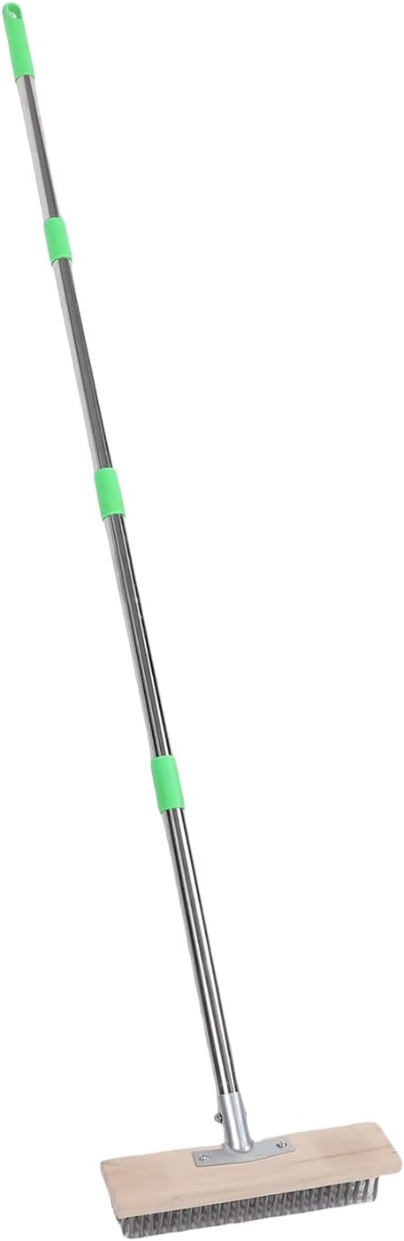 Floor Scrub Brush, Stainless Steel Adjustable 80-160cm Handle Scrub Brush with Long Handle Deck with Detachable Sections for Bathroom Patio Garage Kitchen Deck