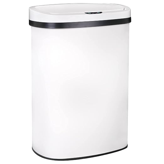 Kitchen Trash Can 13 Gallon,Stainless Steel Trash Can Touchless Garbage Can Large Trash Bin for Kitchen,Bathroom,Restroom,Office Automatic Garbage Bin,White