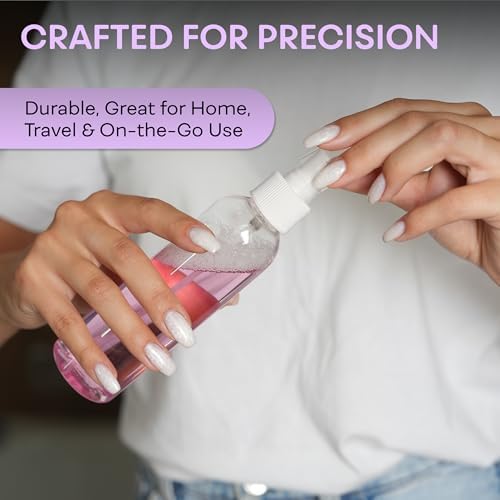 BRIGHTFROM Fine Mist Spray Bottles 8 OZ, Empty Refillable Containers - Essential Oils, Disinfectant Spray, Water 2 PACK (Clear, White Mist)