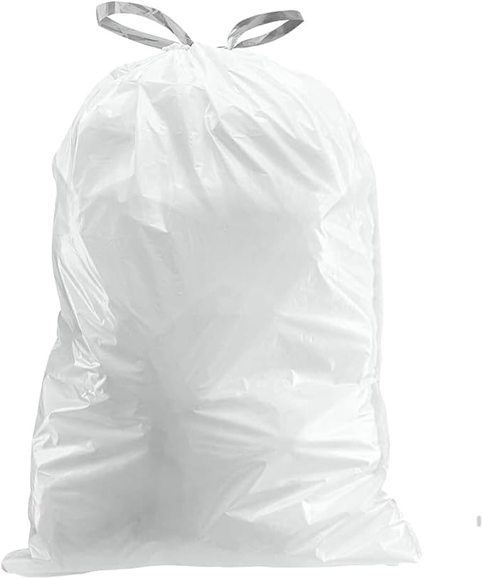 Plasticplace Custom Fit Trash Bags, Compatible with simplehuman Code X (100 Count) White Drawstring Garbage Liners 21 Gallon/ 80 Liter, 26" x 24.5"