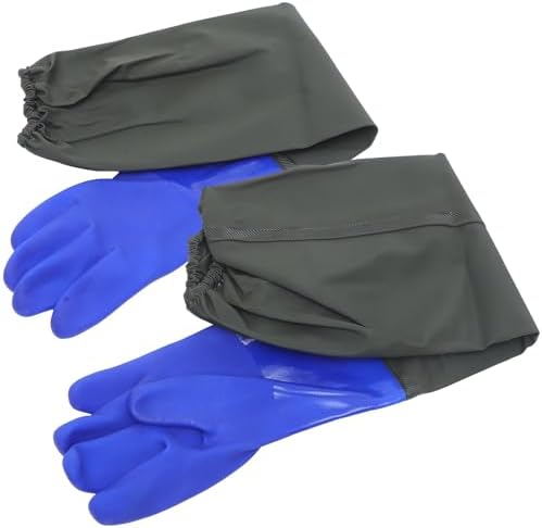 GANAZONO Waterproof Long Fishing Gloves with Elastic Cuff Portable Outdoor Planting and Cleaning Gloves for Aquarium and Pond Use