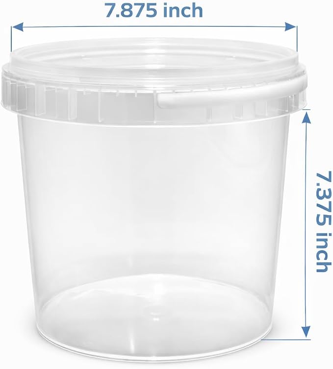4U'LIFE 128 oz [6-Pack] Tamper-Evident Containers with Lids and Handle | BPA Free, microwave-safe, freezer-safe and multi-purpose for ice cream, events and bulk food storage