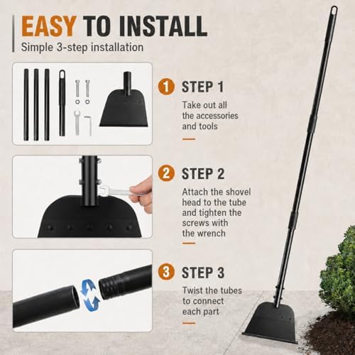Garden Flat Shovel, 54 Inch Heavy Duty Ice Scraper Chopper | Multifunctional Garden Cleaning Scraper with Adjustable Handle, Snow Shovel Tool for Weeding Driveway Sidewalk Cleaning