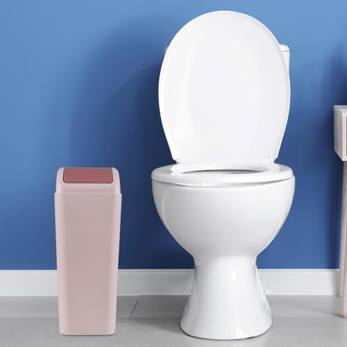 3 Gallon Swing Top Trash Can, Garbage Bin with Swing Lid, Pink | Swing Lid Design, Smooth Matte Plastic Material, Ideal for Bathroom, Bedroom, Office and Dorm