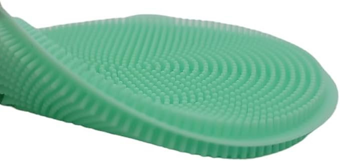 Handy Housewares 4" Round Silicone Dish Scrubbing Sponge/Vegetable Scrubber Brush (Pastel Green, 1 Pack)