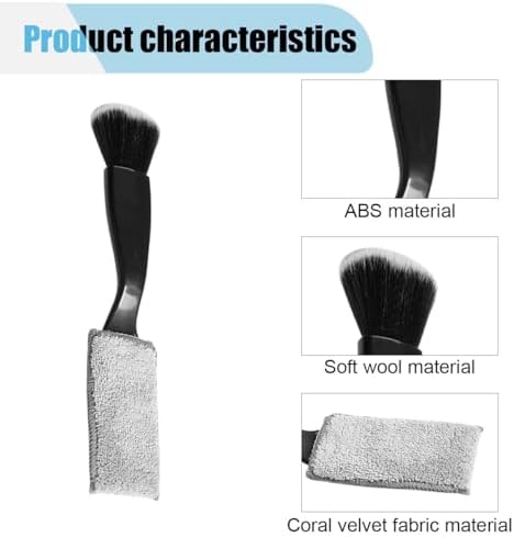 Car Double Head Clean Brush, 2 in 1 Duster for Car Clean, Car Interior Dust Detailing Brush for Air Vents Dashboard Screen, Soft Car Cleaning Tool Accessories (Black)