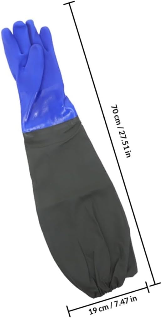 SUPVOX 2 Pair Long Elbow-length Waterproof Rubber Gloves with Lining, Reusable Heavy Duty Cleaning Gloves for Kitchen and Dishwashing Tasks