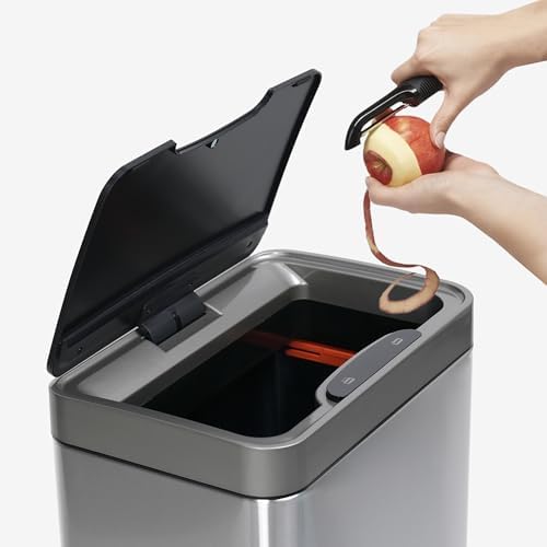 Mbillion 15 Gallon Touchless Motion Sensor Trash Can | Rectangular silver smart garbage can with lid, automatic touchless design for kitchen, bedroom, home & office use