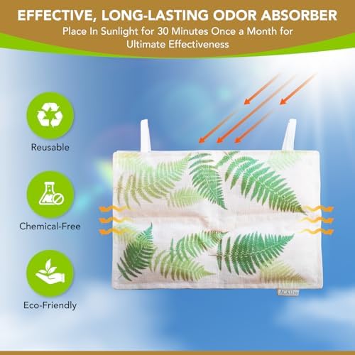 Hanging Bamboo Charcoal Natural Odor Absorber for Clothing, Closets, Wetsuits, Gym Bags & More – Fragrance-Free, Chemical Free, Reusable, Long-Lasting (3-Pack)