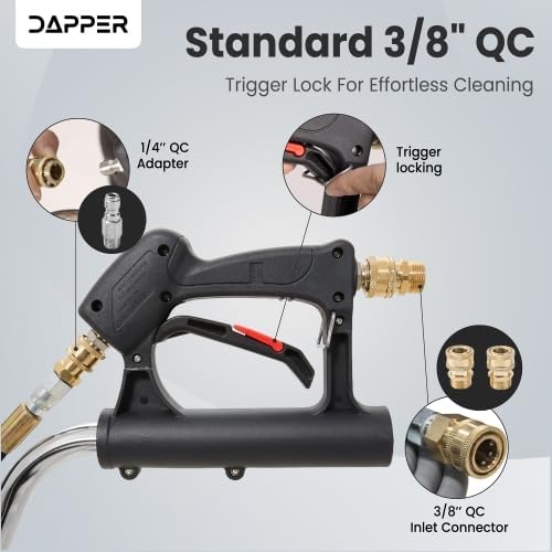Dapper Supply 24 in. Pressure Washer Surface Cleaner in Stainless Steel w/Handles & Wheels, 4350 Max PSI, 3/8" Connector & 2 Adapters Ideal for Driveways, Sidewalks, Patios, Decks