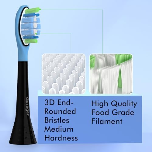 Replacement Toothbrush Heads for Philips Sonicare Toothbrush, 6 Pack Black | Tooth Brush Heads for C3 G3 W3 C2 G2 and More Click-on Handles