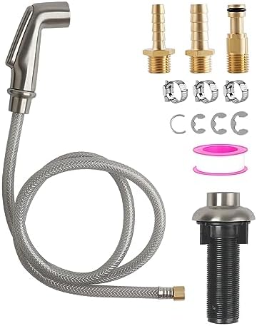 Universal Kitchen Faucet Sprayer Attachment/Hose/Holder, Brushed Nickel | Compatible with Moen/Delta Faucet Sprayer Replacement, Kitchen Sink Side Sprayer Head