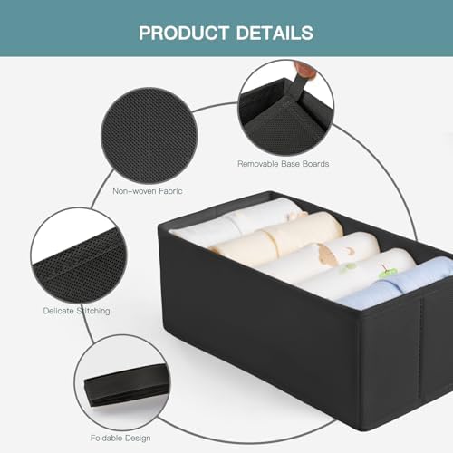 Criusia Drawer Organizer Clothes, 21 Pack Dresser Organizer for Baby Clothes, Underwear, Sock - Foldable Closet Organization and Storage Dividers Bins for Nursery, Bedroom (Black)