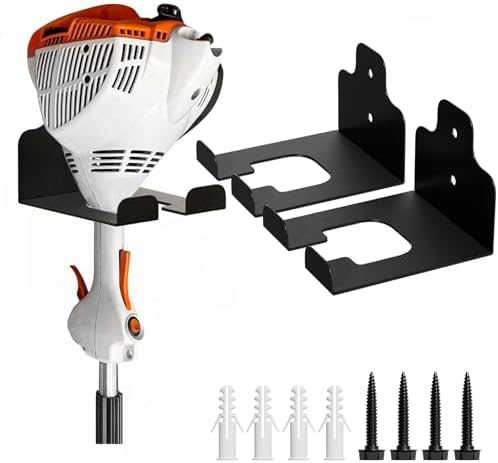JNIHEEP Garage Organizer Trimmer Rack,Garden Power Tool Hanger,2 Pack,Black | Weedeater Rack, Heavy Duty Weed Whackers Holder Wall Mounted for Grass Trimmer, Hedge Trimmer, Garage Trimmer, Garden Tools
