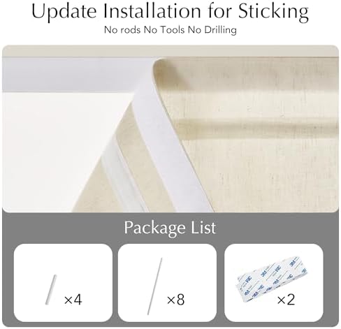NICETOWN Natural Linen French Door Curtain No Drill Roman Shades for Windows, Solid Cordless Blinds for Farmhouse Door Window Covering with Light Filgtering, W22 x L72, 1Pc