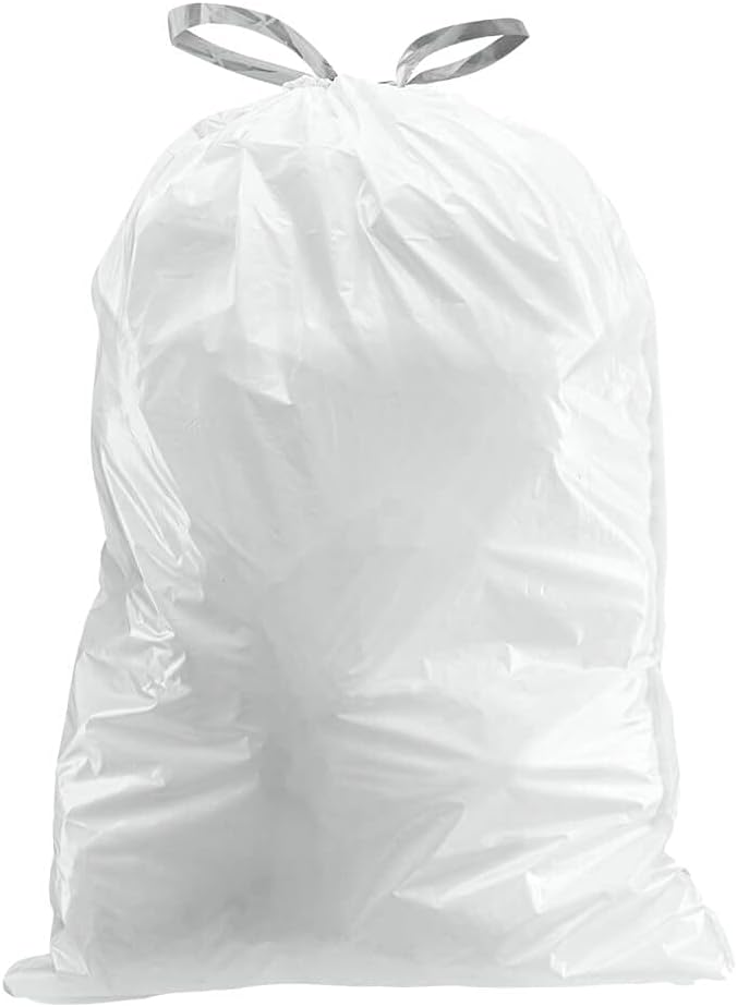 Plasticplace Custom Fit Trash Bags, Compatible with simplehuman Code X (200 Count) White Drawstring Garbage Liners 21 Gallon/ 80 Liter, 26" x 24.5"