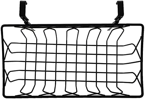 TOPZEA 2 Pack Grid Storage Baskets with Hooks, Metal Hanging Wire Basket Kitchen Over the Cabinet Door Organizer Caddy for Cutting Board, Kitchen Wrap, Foil, Cleaning Supplies, Bakeware, Towel