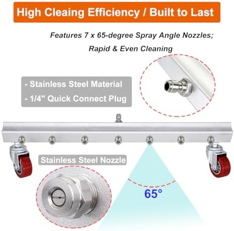 26-inch Water Broom for Pressure Washer, Power Broom Sweeper Surface Cleaner for Concrete Driveway Sidewalk Deck Patio Cleaning, 4000 PSI Pressure Washer Attachment (09640-07967#)
