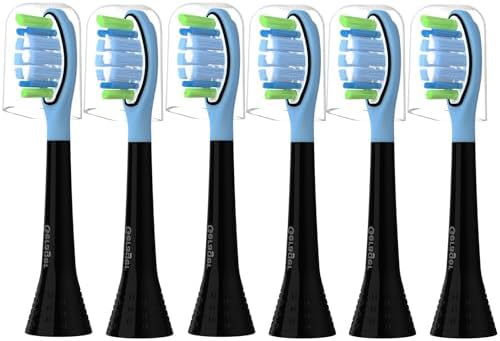 Replacement Toothbrush Heads for Philips Sonicare Toothbrush, 6 Pack Black | Tooth Brush Heads for C3 G3 W3 C2 G2 and More Click-on Handles