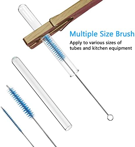 CiaraQ Bottle Cleaning Brushes, 8 Inch Nylon Tube Brush Set, Cleaner for Narrow Neck Bottles Cups with Hook, Set of 10pcs. (Pack of 2)