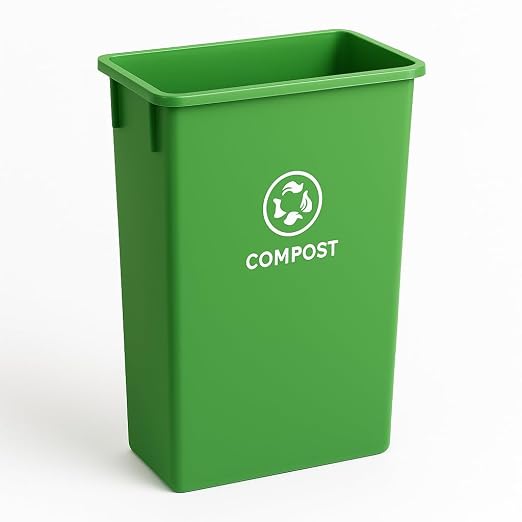 23 Gallon Slim Recycle Bin – Space-Saving Rectangular Recycling Container with Handles, Durable Plastic, Stackable Design for Office, School, Restaurant & Home Use (Lime Green)