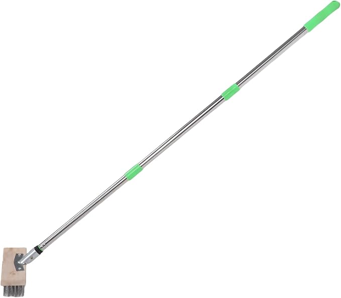 Asixxsix Floor Scrub Brush, Heavy Duty Stainless Steel Wire Scrub Brush with Long Handle 80 120cm Adjustable, Deck for Concrete Patio Garden Garage Moss Removal