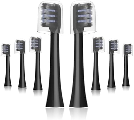 Floss-Like Brush Heads Fit Colgate Electric Toothbrush,Black 8Pcs | for Hum 360 and Total,Soft,Bamboo-Charcoal Infused Bristles,Ultrathin DuPont Bristles,Individually Sealed and Packaged