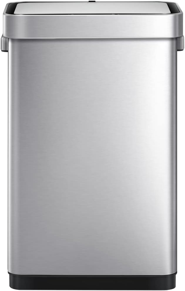 EKO Deluxe Motion Sensor 50 Liter Stainless Steel Trash Can Bundle with 4 Activated Charcoal Odor Filter Refills