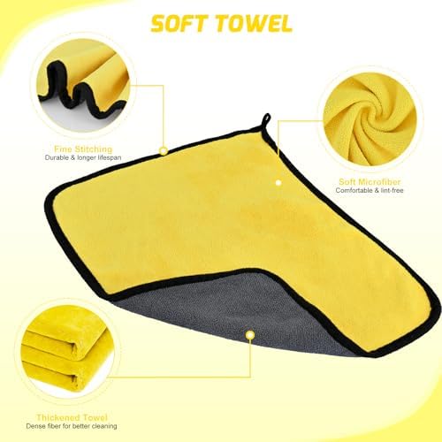 Nilight 37PCS Car Detailing Kit for Interior Exterior Car Care, Yellow | car wash cleaning kit with storage bag, Deep Clean Car Care Glass Windshield Dashboard Seat Air Vents Wheels Tires