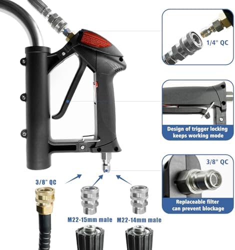 JANZ 30'' Pressure Washer Surface Cleaner with Dual Handle | with 4 Wheels,Stainless Steel Housing,4 Replacement Nozzles and 2 Hose Adapters, for Driveways, Sidewalks Cleaning