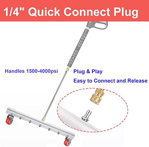 39 inch Water Broom Pressure Washer Surface Cleaner 4000 Psi Power Broom Sweeper with 7 Nozzles 2 Extension Wand for Concrete Driveway Sidewalk Deck, Roof Floor Cleaning (39 INCH)
