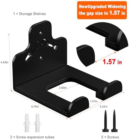 Garage Organizer Trimmer Rack Wall Mount, Weedeater Hanger, Black, 2 Pack | Heavy Duty Garage Power Tool Hanger,Weed Wacker Holder Wall Mount for Grass Trimmer,Hedge Trimmer,Garage Trimmer,Garden Tools