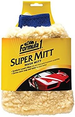 Formula 1 Super Car Wash Mitt – Synthetic Lambs Wool Wash Mitt Auto Detailing Supplies – Large Car Duster for Wet & Dry Applications – Super Absorbent Exterior Care Products